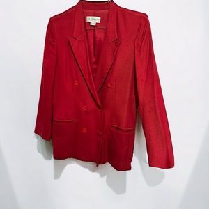 VINTAGE Liz Claiborne Red Double-Breasted Lapel Blazer—10P